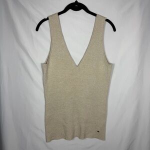 Ted Baker “NIYALIA” Skinny V-Neck Ribbed Tank-Beige/Natural. Size 4=US Size 12